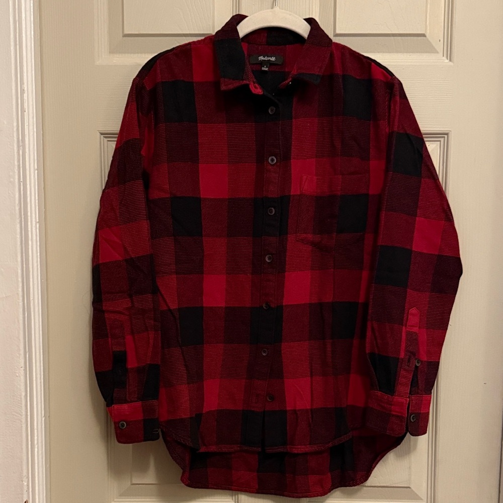 Madewell Red and Black Plaid Button Down Shirt